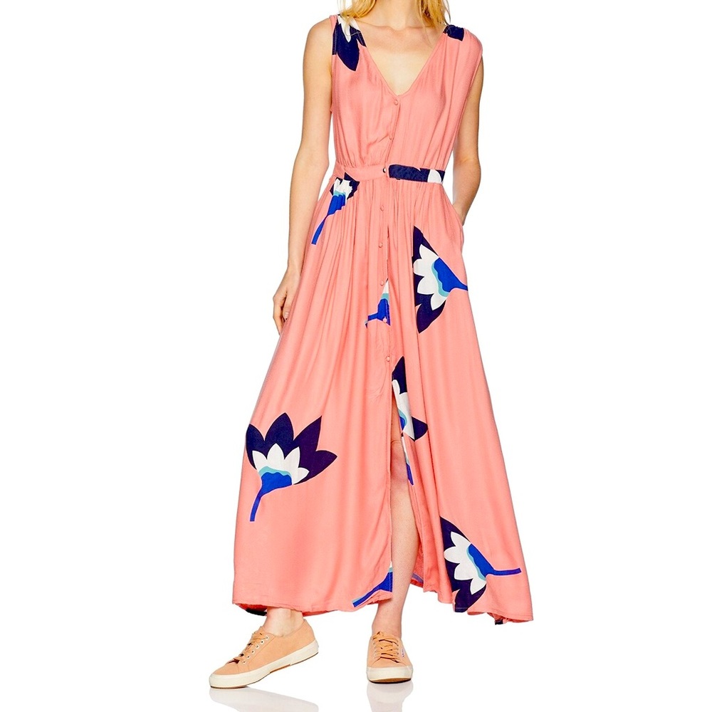 Roxy Pink Womens Size M Button Floral print maxi
